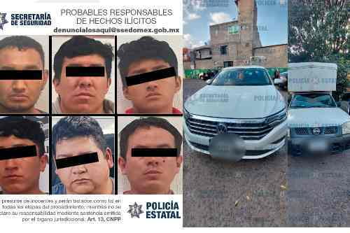 Por robo a transporte de carga y secuestro exprés, detienen a 6 en Huehuetoca